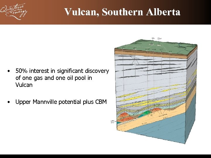 Vulcan, Southern Alberta • 50% interest in significant discovery of one gas and one