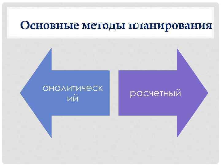 Основные методы планирования аналитическ ий расчетный 