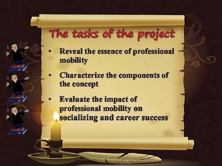 The tasks of the project • Reveal the essence of professional mobility • Characterize