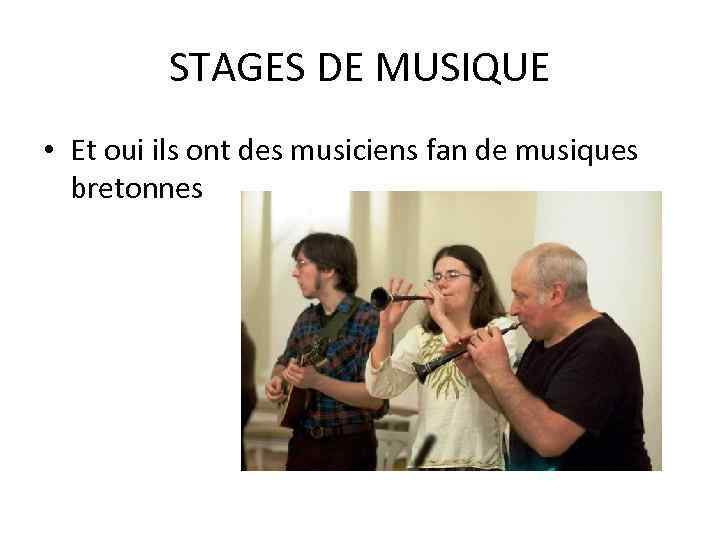 STAGES DE MUSIQUE • Et oui ils ont des musiciens fan de musiques bretonnes