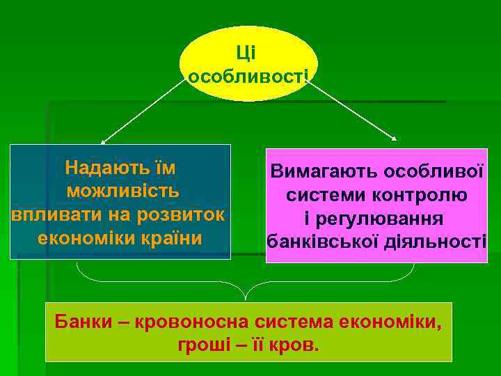 Ці особливості Надають їм можливість впливати на розвиток економіки країни Вимагають особливої системи контролю
