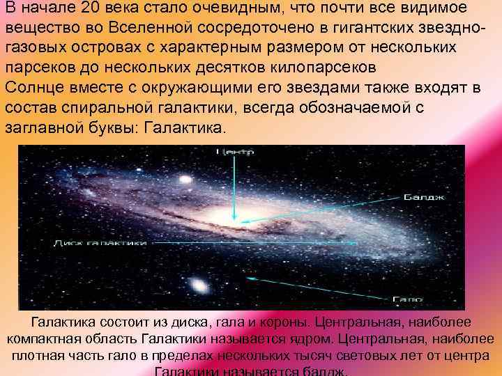 В начале 20 века стало очевидным, что почти все видимое вещество во Вселенной сосредоточено