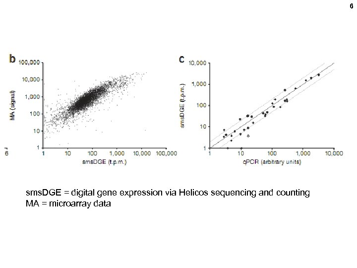 6 sms. DGE = digital gene expression via Helicos sequencing and counting MA =