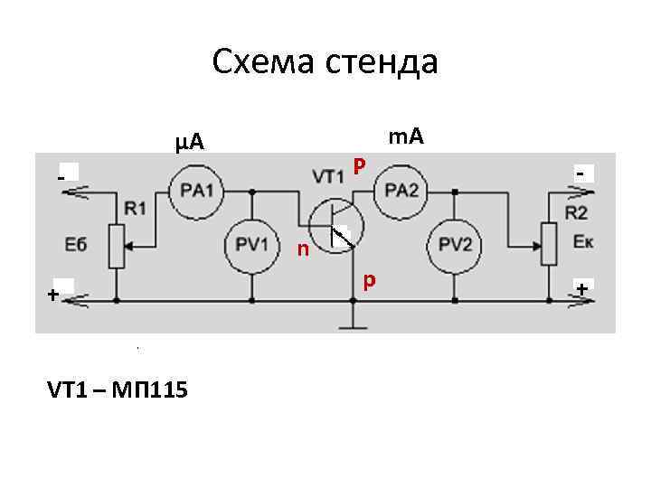 Схема стенда m. A μА - P m. A μA p p nn +