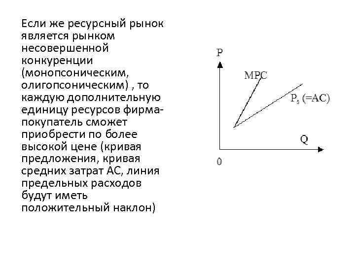 Если же ресурсный рынок является рынком несовершенной конкуренции (монопсоническим, олигопсоническим) , то каждую дополнительную