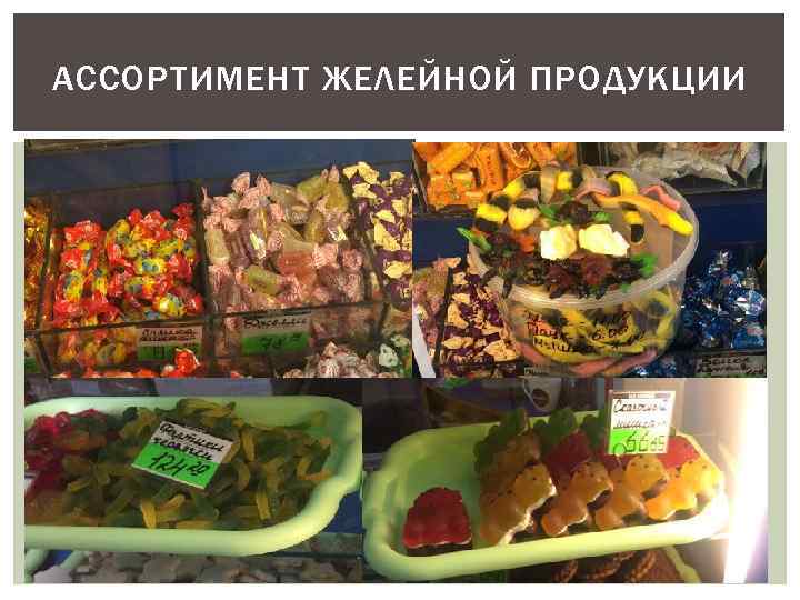 АССОРТИМЕНТ ЖЕЛЕЙНОЙ ПРОДУКЦИИ 