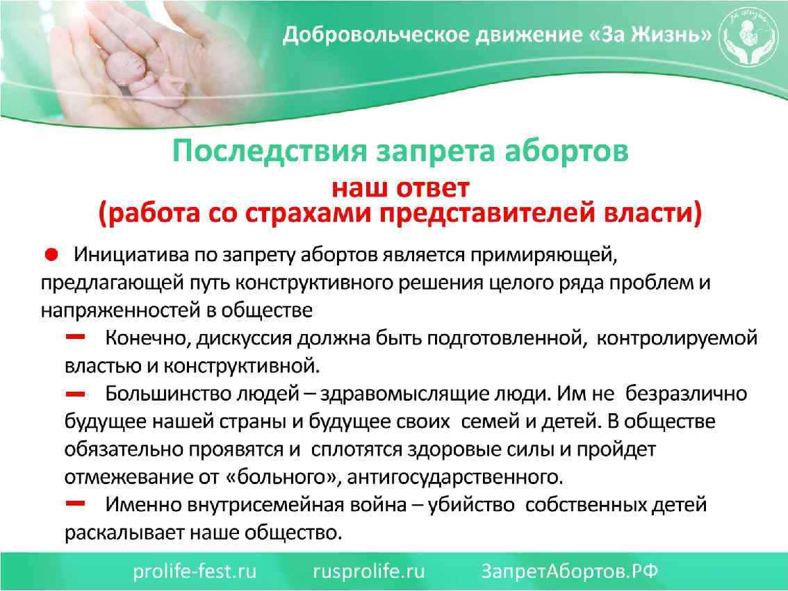 Последствия запрета абортов наш ответ (работа со страхами представителей власти) 2. Инициатива по запрету