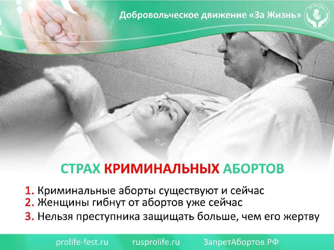 Страх криминальных абортов 1) Криминальные аборты существуют и сейчас 2) Женщины гибнут от абортов