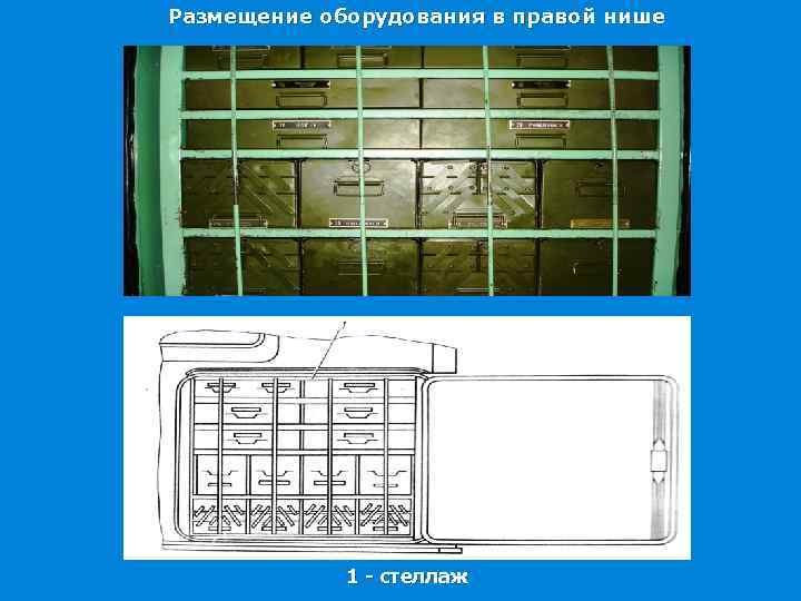 Размещение оборудования в правой нише 1 - стеллаж 