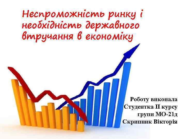 Неспроможність ринку і необхідність державного втручання в економіку Роботу виконала Студентка ІІ курсу групи