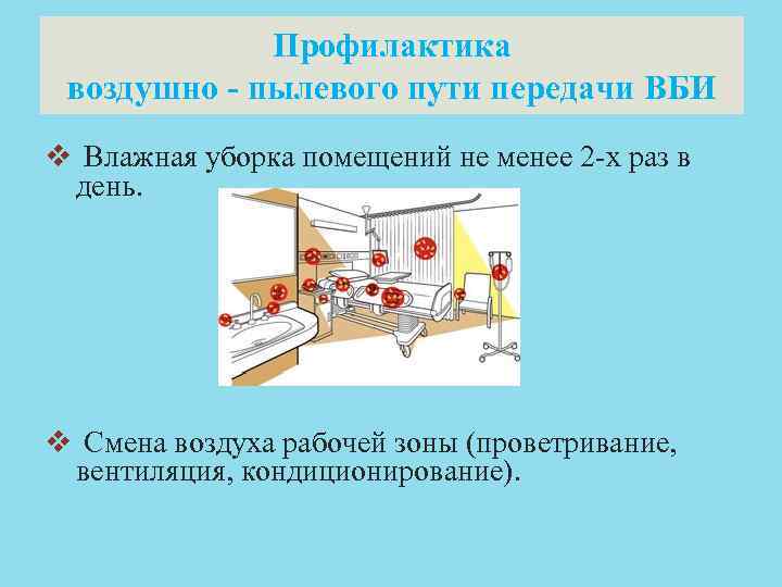 Профилактика воздушно пылевого пути передачи ВБИ v Влажная уборка помещений не менее 2 -х