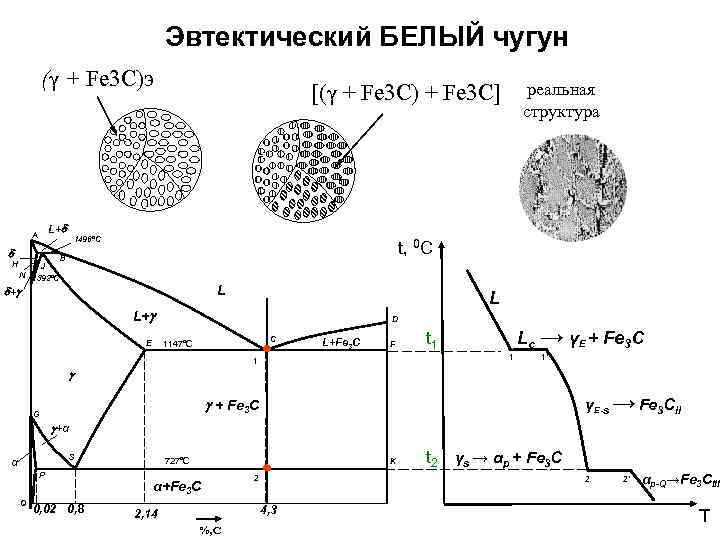 На каком участке диаграммы происходит эвтектоидная реакция