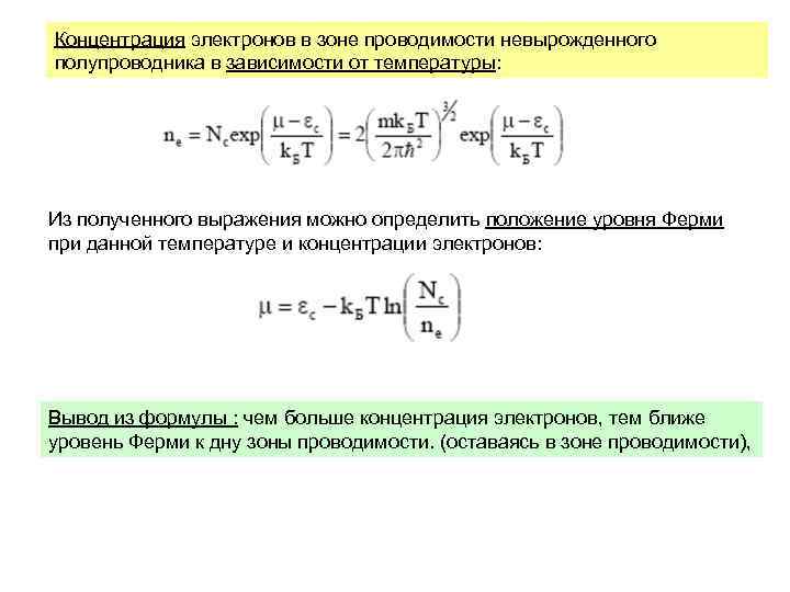 Концентрация электронов формула