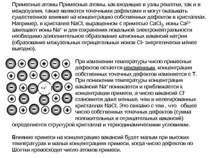 Примесные атомы, как входящие в узлы решетки, так и в междоузлия, также являются точечными