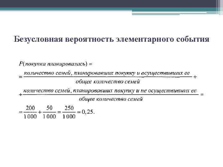 Безусловная вероятность элементарного события 