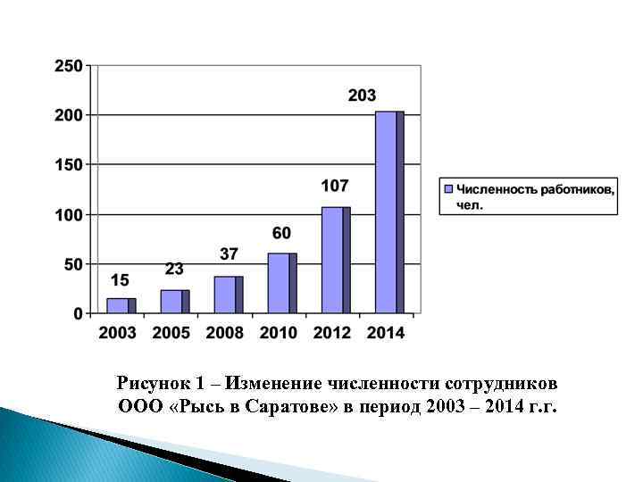 Рисунок 1 – Изменение численности сотрудников ООО «Рысь в Саратове» в период 2003 –