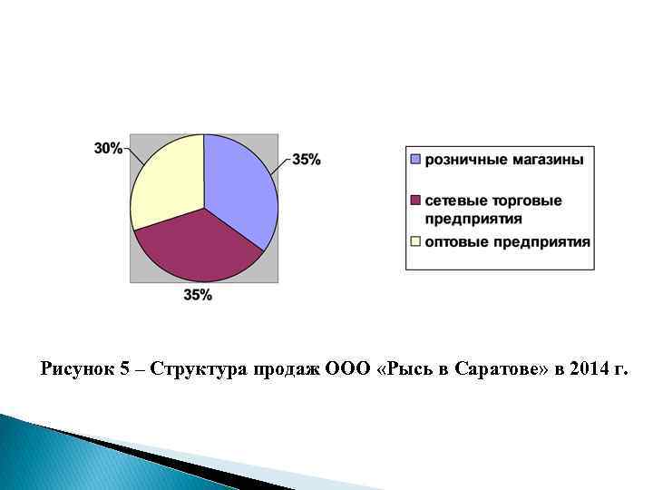 Рисунок 5 – Структура продаж ООО «Рысь в Саратове» в 2014 г. 