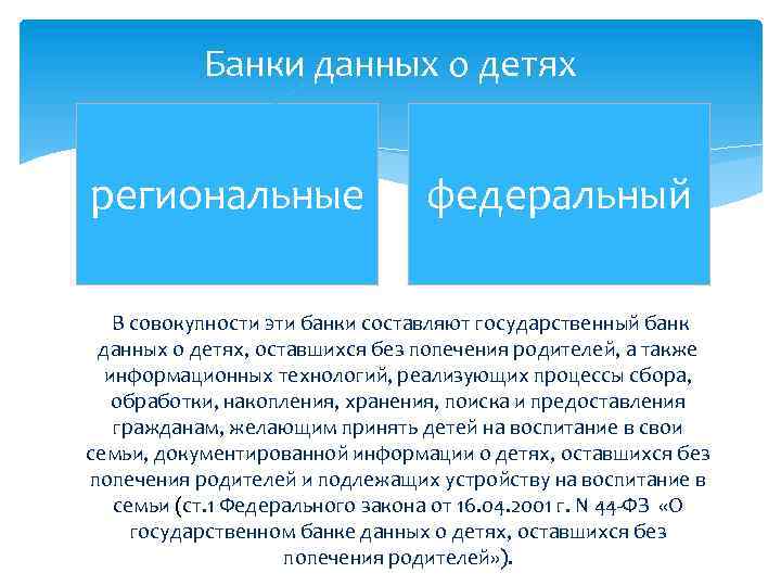 Федеральные банки данных. Региональные федеральные государственные банки данных. Государственный банк данных о детях. Региональный оператор государственного банка данных о детях. Банка данных о детях, оставшихся без попечения родителей..