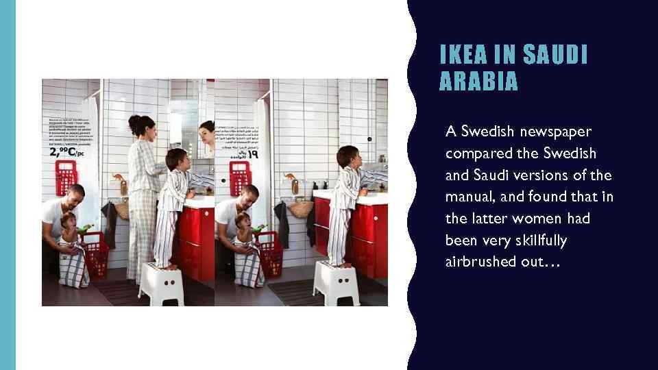 IKEA IN SAUDI ARABIA A Swedish newspaper compared the Swedish and Saudi versions of