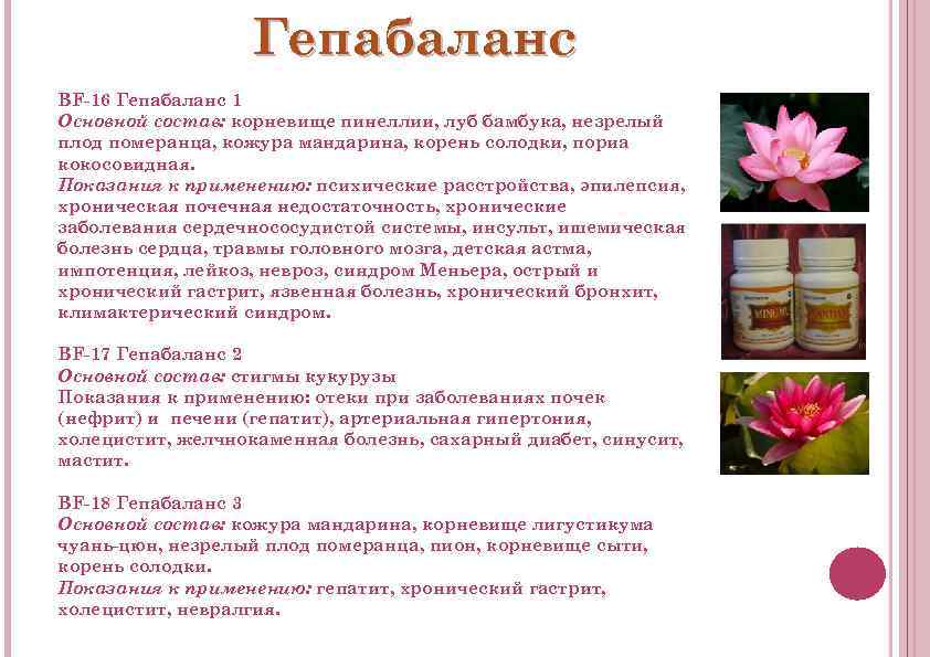 Гепабаланс BF-16 Гепабаланс 1 Основной состав: корневище пинеллии, луб бамбука, незрелый плод померанца, кожура
