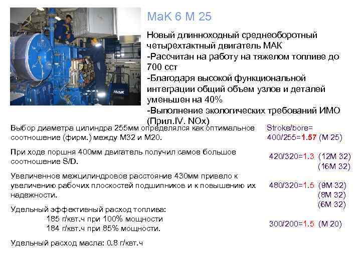 Ma. K 6 M 25 Новый длинноходный среднеоборотный четырехтактный двигатель МАК -Рассчитан на работу