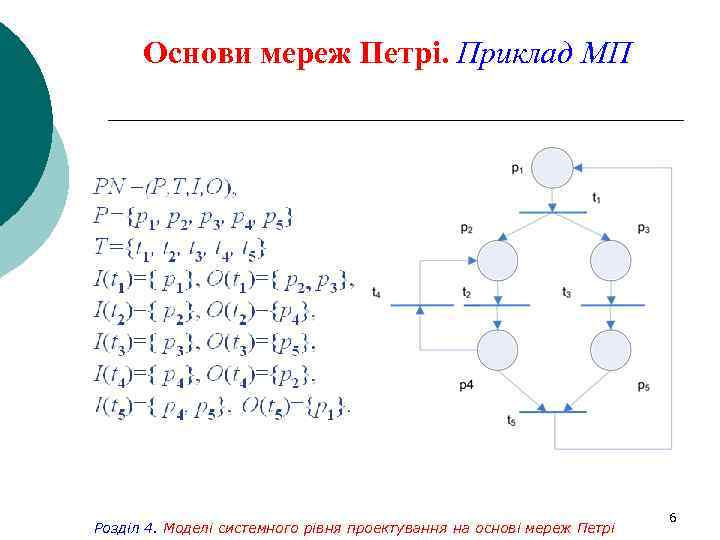 Основи мереж Петрі. Приклад МП Розділ 4. Моделі системного рівня проектування на основі мереж