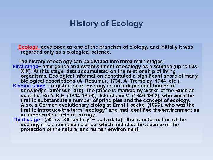 essay on history of ecology