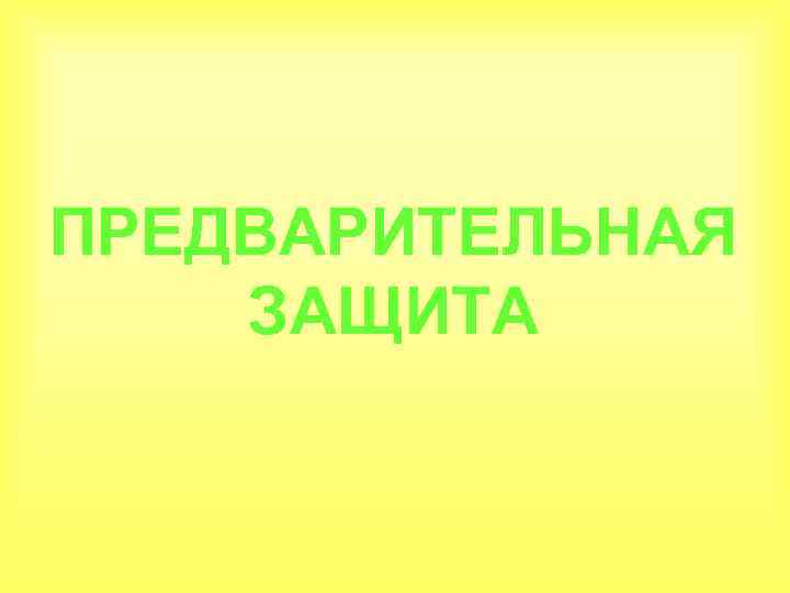 ПРЕДВАРИТЕЛЬНАЯ ЗАЩИТА 