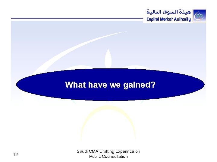 What have we gained? 12 Saudi CMA Drafting Experince on Public Counsultation 