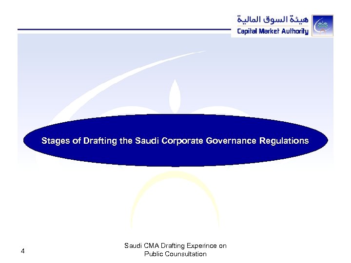 Stages of Drafting the Saudi Corporate Governance Regulations 4 Saudi CMA Drafting Experince on