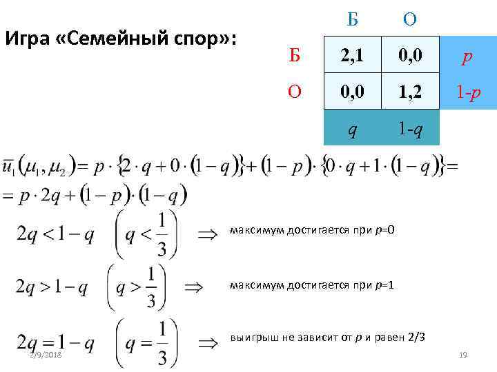 О Б 2, 1 0, 0 p О 0, 0 1, 2 1 -p