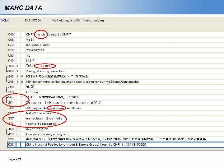 MARC DATA Page 21 