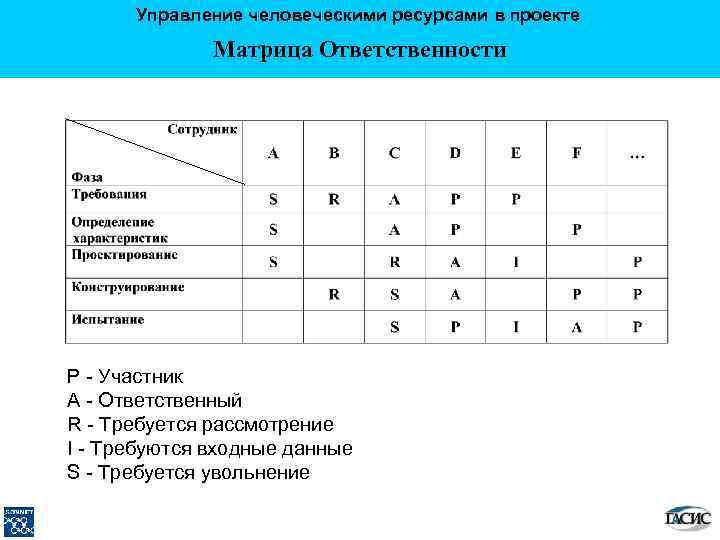 Матрица ответственности для проекта