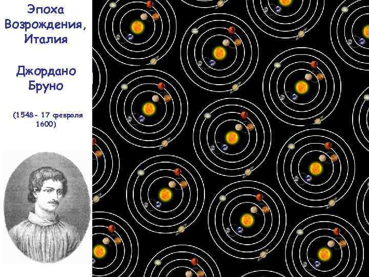 Эпоха Возрождения, Италия Джордано Бруно (1548 - 17 февраля 1600) 