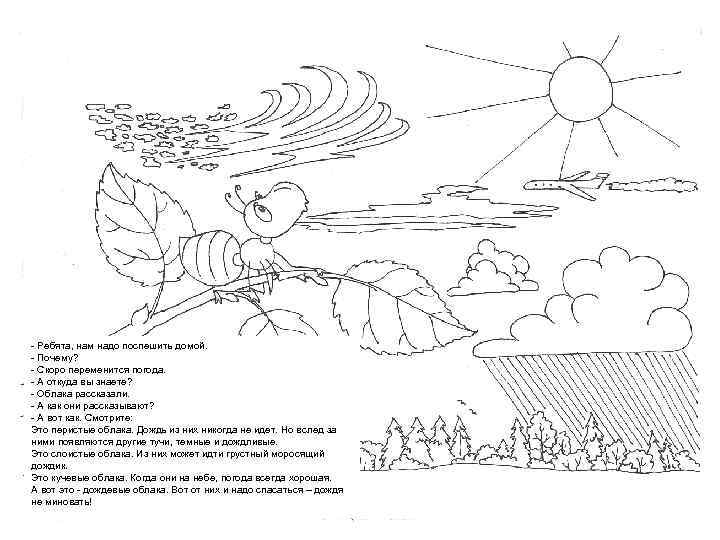 - Ребята, нам надо поспешить домой. - Почему? - Скоро переменится погода. - А