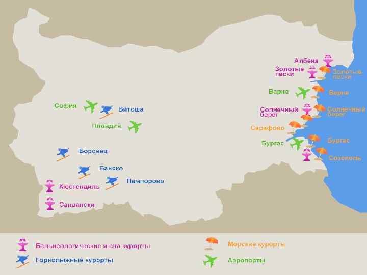 Курорты болгарии карта