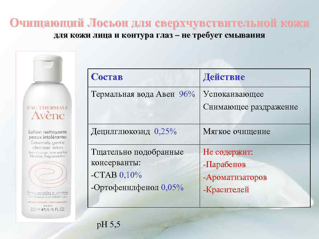 Очищающий Лосьон для сверхчувствительной кожи для кожи лица и контура глаз – не требует