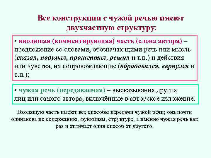 Чужая речь комментирующая часть 8 класс презентация