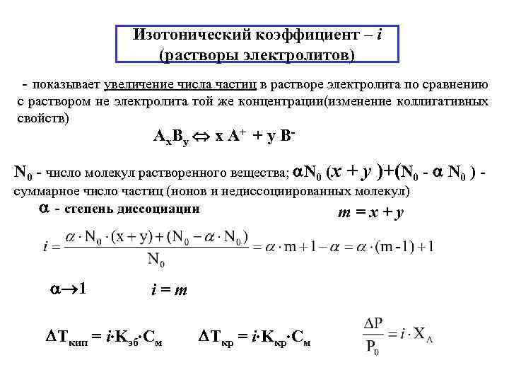 Изотонический коэффициент показывает