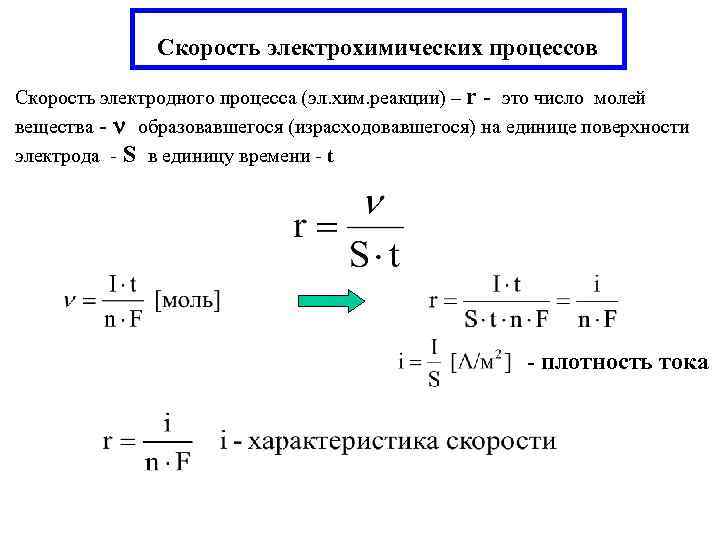 Уравнение электрохимических процессов. Кинетические характеристики электрохимических процессов. Скорость электрохимической реакции. Кинетика электрохимических реакций.