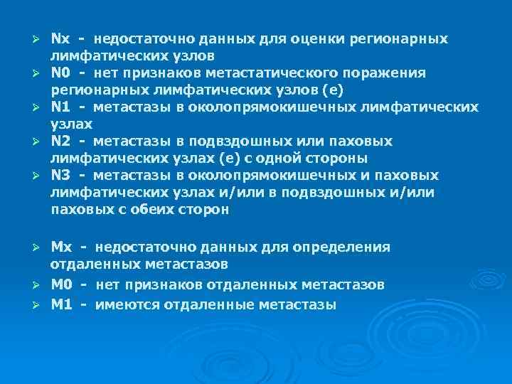 Ø Ø Ø Nх - недостаточно данных для оценки регионарных лимфатических узлов N 0