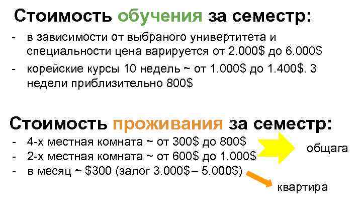 Стоимость обучения за семестр: - в зависимости от выбраного универтитета и специальности цена варируется