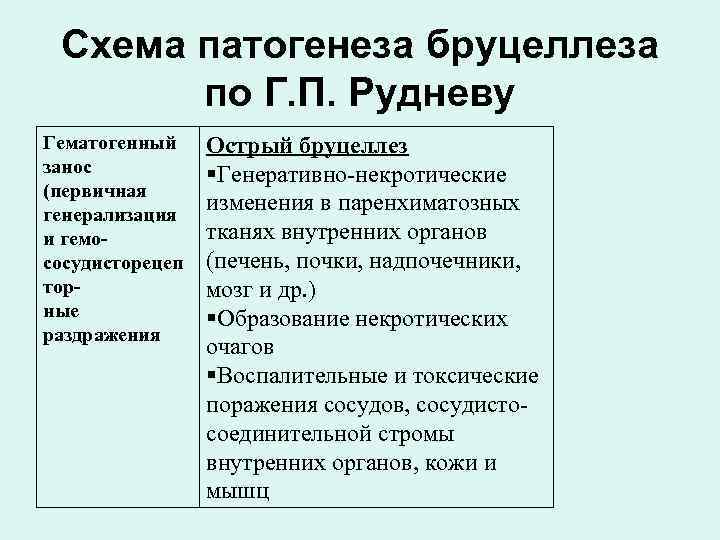 Схема патогенеза бруцеллеза по Г. П. Рудневу Гематогенный занос (первичная генерализация и гемососудисторецеп торные