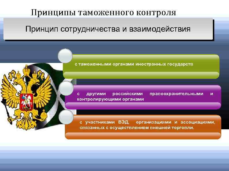 Принципы таможенного контроля Принцип сотрудничества и взаимодействия с таможенными органами иностранных государств с другими