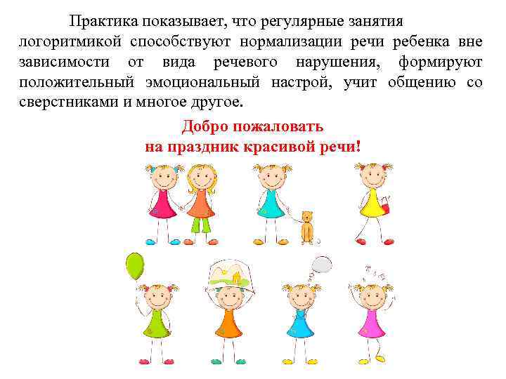 Практика показывает, что регулярные занятия логоритмикой способствуют нормализации речи ребенка вне зависимости от вида