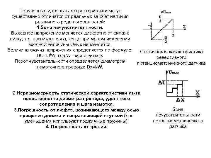 Полученные идеальные характеристики могут существенно отличатся от реальных за счет наличия различного рода погрешностей: