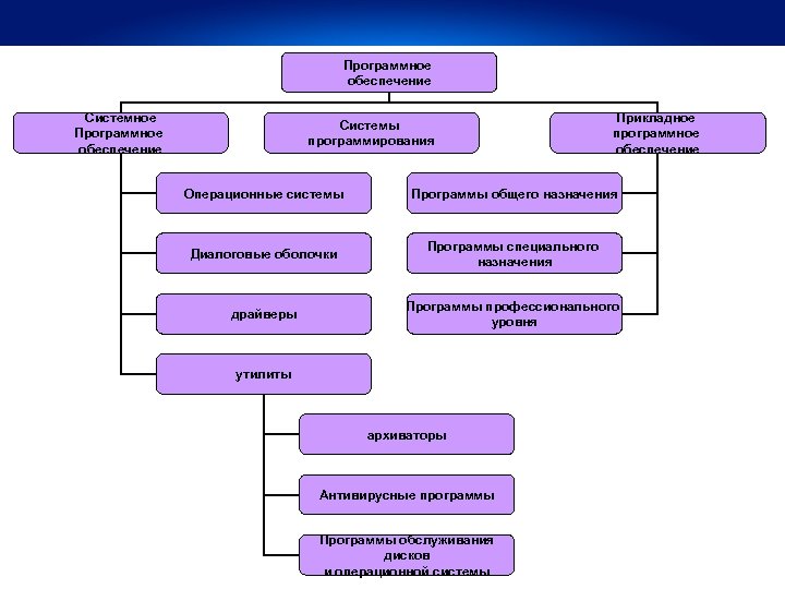 Программное обеспечение Системное Программное обеспечение Системы программирования Прикладное программное обеспечение Операционные системы Программы общего