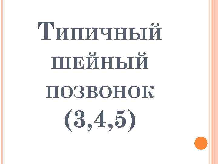 ТИПИЧНЫЙ ШЕЙНЫЙ ПОЗВОНОК (3, 4, 5) 