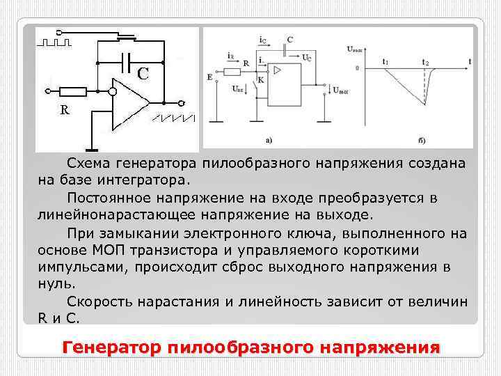 Генератор напряжения схема. Схема транзисторного генератора пилообразного напряжения. Схема интегратора пилообразного напряжения. Формирователь пилообразного напряжения схема. Генератор пилообразного напряжения принципиальная схема.