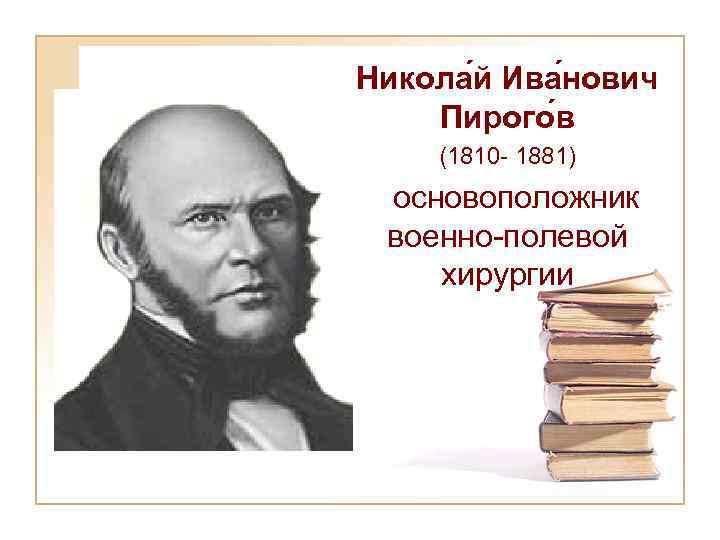 Никола й Ива нович Пирого в (1810 - 1881) основоположник военно-полевой хирургии 